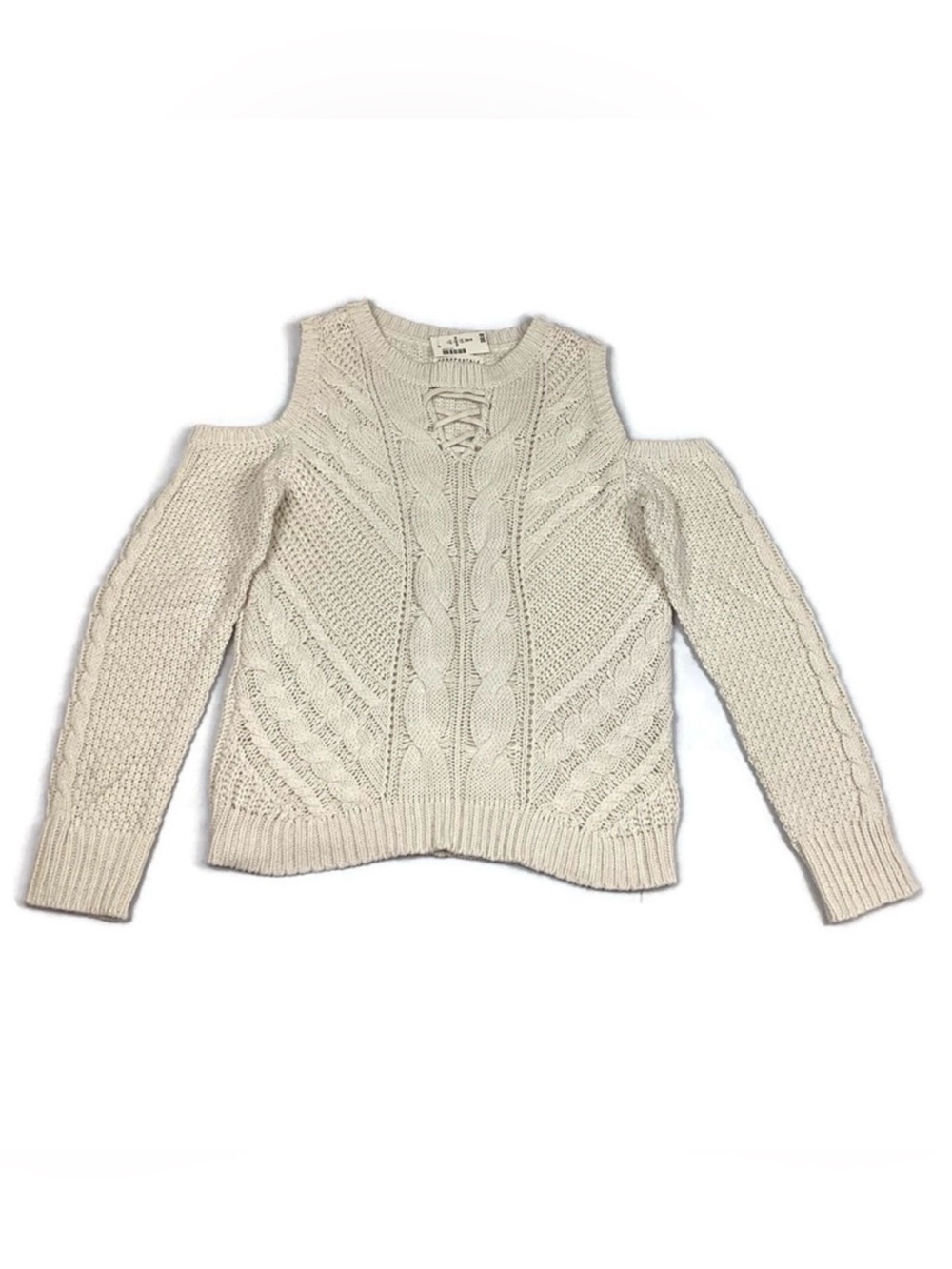 Aeropostale Cold Shoulder Cable Knit Pullover Sweater NEW!